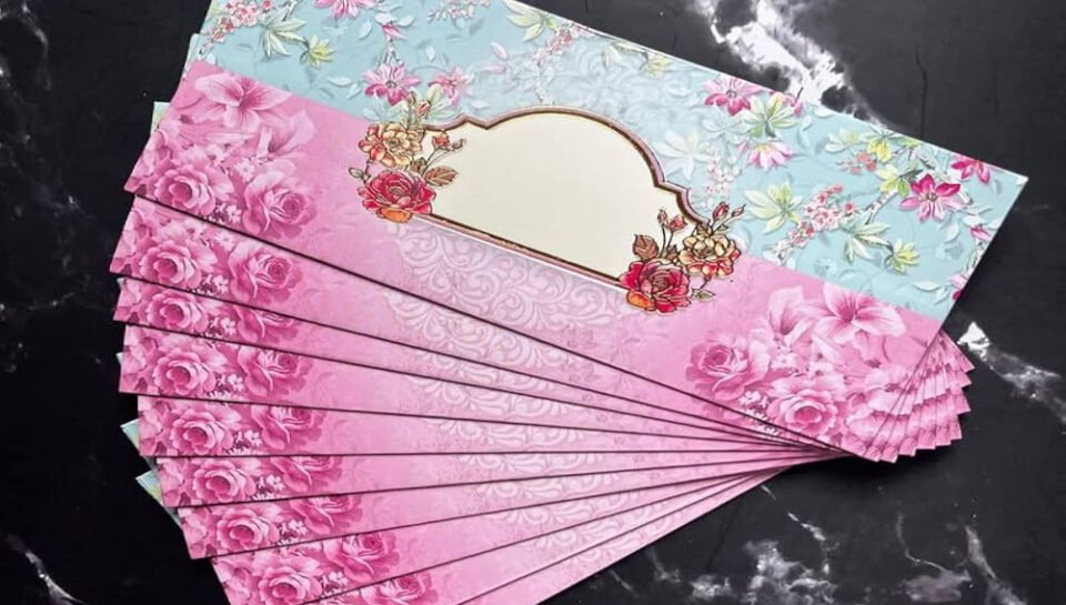 Detail the process of designing envelopes for special occasions. Hello InTech