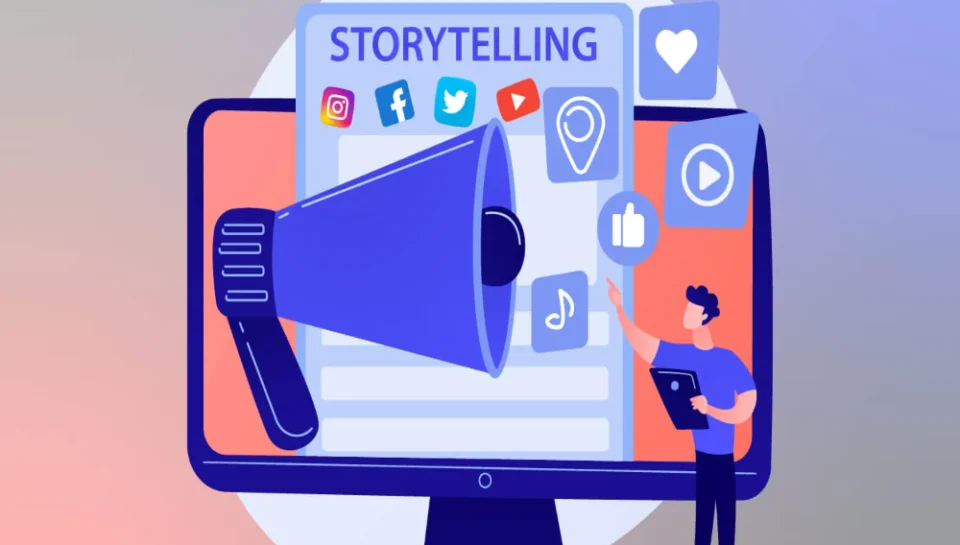 Describe the role of storytelling in media services design. Hello InTech
